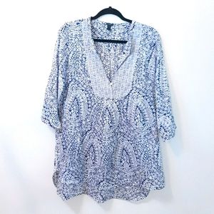 J. Crew Tunic Boho Style Flowy Top Floral Pattern Blouse Summer